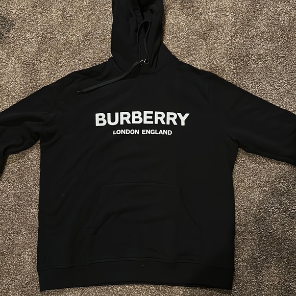 Burberry | Sweaters | Authentic Burberry Logo Lexstone Hoodie Black |  Poshmark